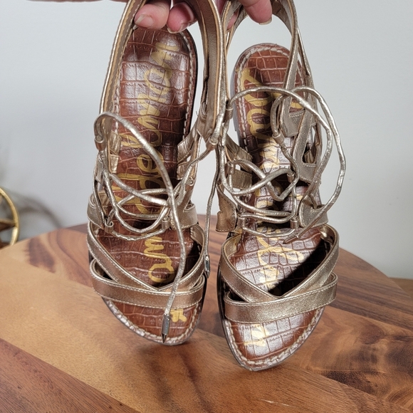 Sam Edelman Gemma Gold Strappy Sandals Size 6 Gladiator Metallic Casual Summer - Picture 9 of 10